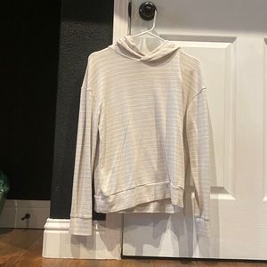 White/Crème Striped Hooded Sweater